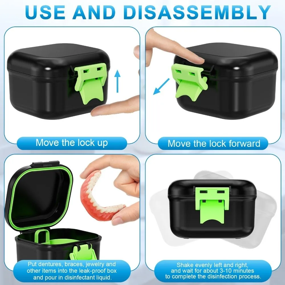 Double-Layer Leak-Proof Denture Soaking Cup Multiple Colors Available Protective Portable Denture Container Multifunctional