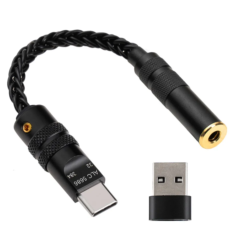 New ALC5686 USB Type-C To 3.5mm DAC Amp Earphone Amplifie Digital Decoder AUX Audio Cable Adapter Converter