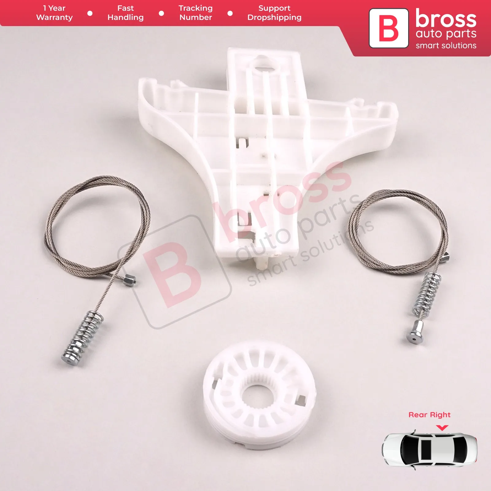 BWR621 Kit di riparazione alzacristallo elettrico porta posteriore destra per VW Golf MK4 1997-06 Jetta Bora A4 1J 1998-06 4/5 porta 1 j4839462