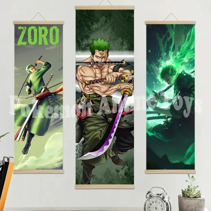 ONE PIECE Roronoa Zoro Wall Art Picture Scroll Canvas Wall Hanging Painting Home Decor Anime Poster Wall Art Room Decoration