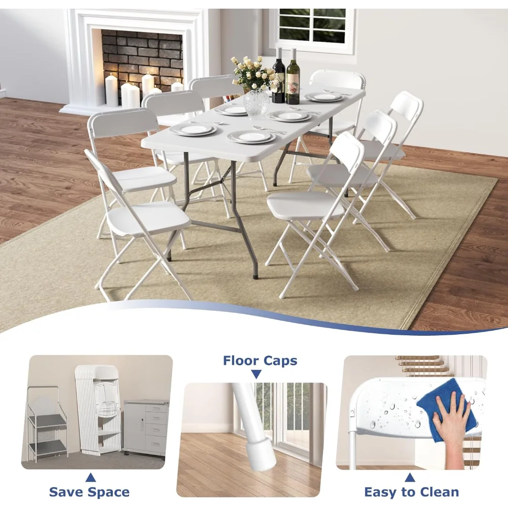 

20 Pack White Folding Chairs, Plastic Folding Chairs Outdoor Indoor, 350lb Capacity,Portable Event Chair