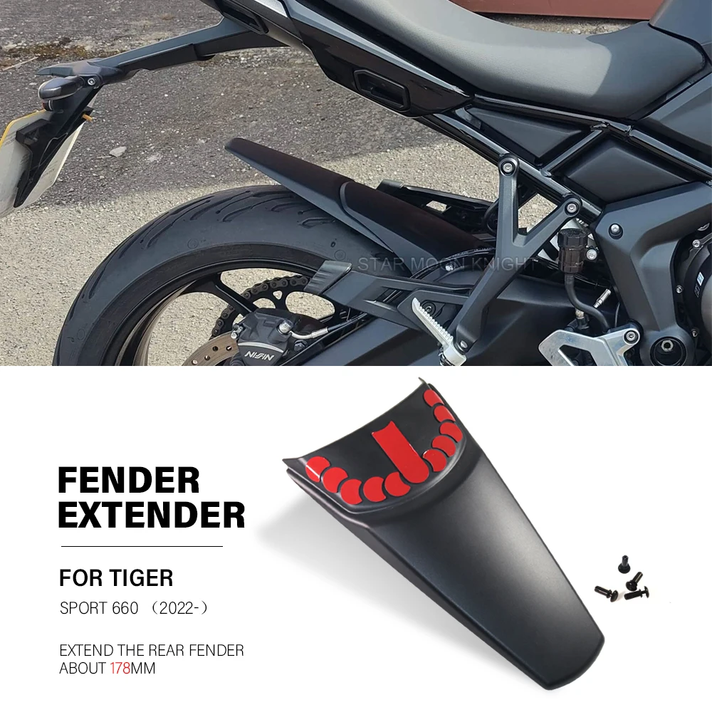 Motorcycle Fender Hugger Extension For Tiger Sport 660 Sport660 2022 2023 - Accessories Rear Mudguard Extender ABS Plastic