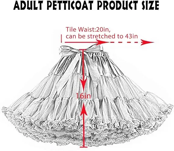 Women's Petticoat Skirt Adult Puffy Tutu Skirt Layered Ballet Tulle Pettiskirts Dress Costume Underskirt image 6