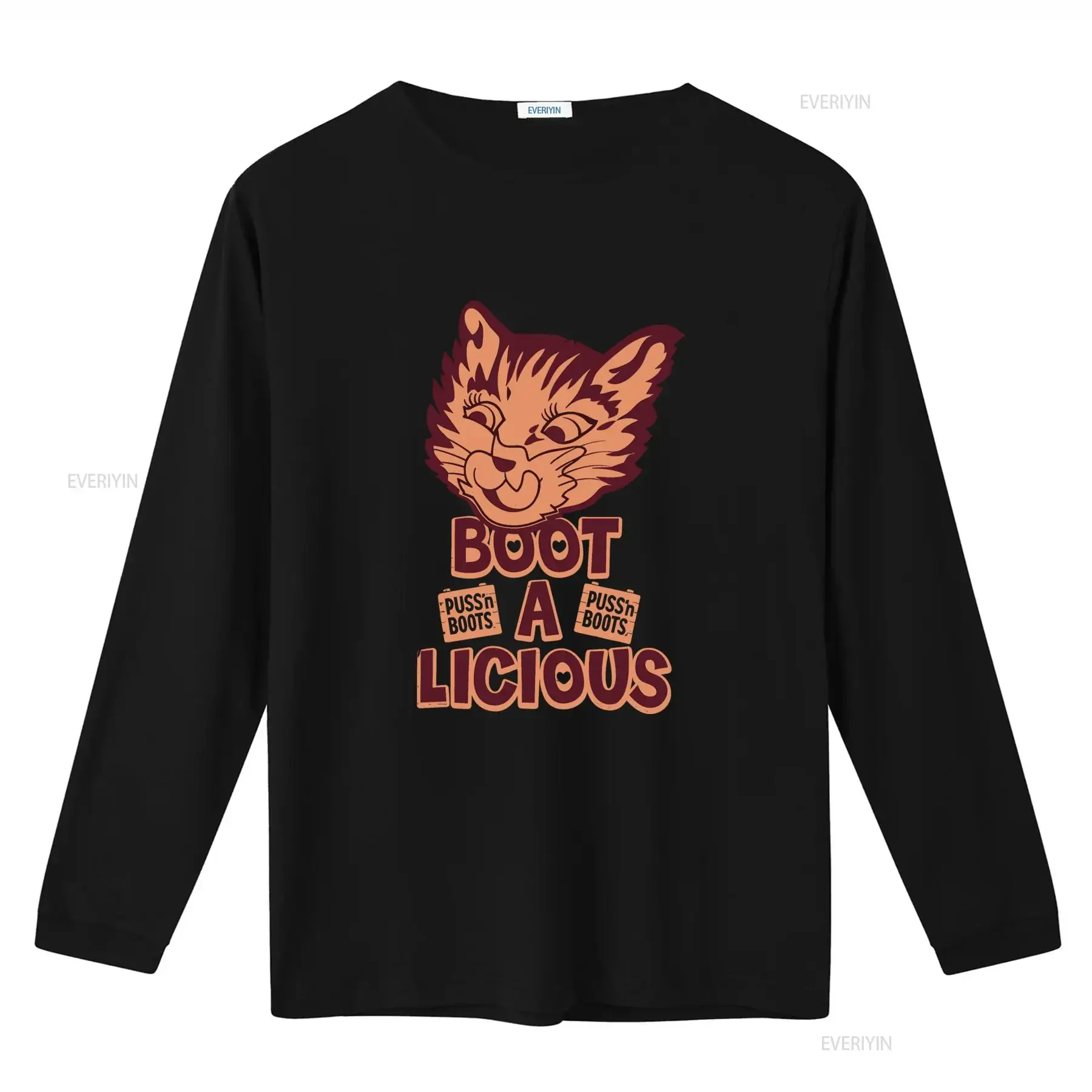 Puss N Boots Boot A Licious Cat Print Mens Licensed T Shirt in Red vintage Washed graphic Versatile designer clothes Unisex