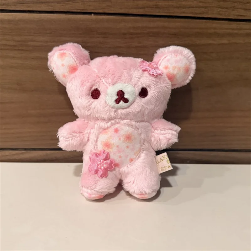 Rilakkuma Korilakkuma Sakura Plush Keychain Pink Cherry Blossoms Bear Kawaii Cute Bag Keychains Charms Keyring Girls Toys Gift view 2
