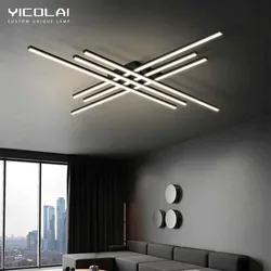 Modern Minimalist Living Room Ceiling Light Bedroom Long Line Light LED Chandelier Hall Bedroom Indoor Lighting Decoration