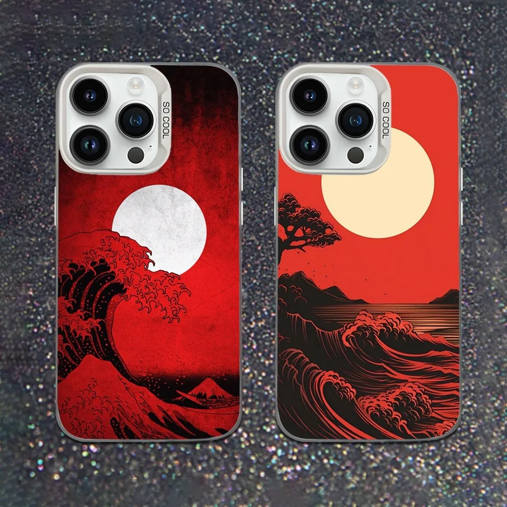 

Japanese Art Style Wave Phone Case For iPhone 16,15,14,13,12,11,Mini,Pro,SE,MAX White Matte Shockproof Cover