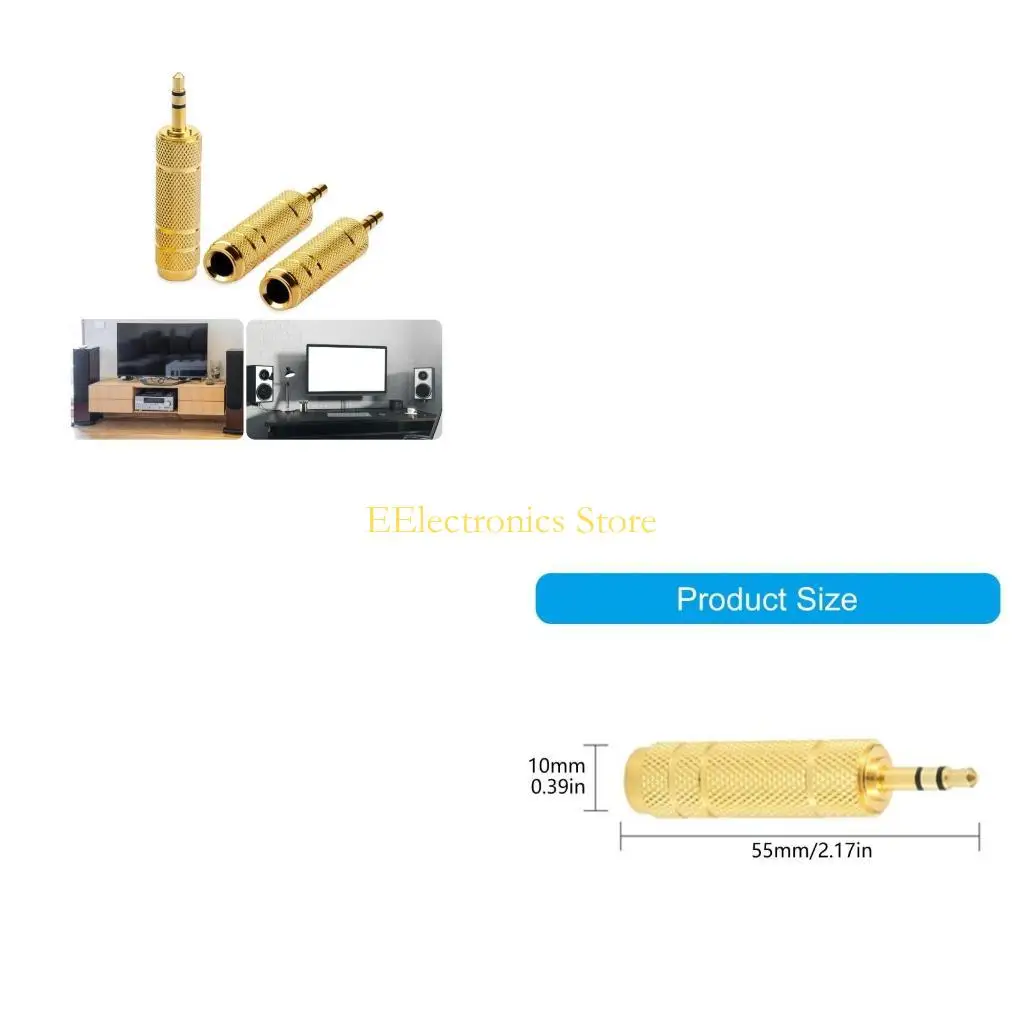 B03C 1pc/3pcs Stereo Audios Adapter 1/8 to 1/4 Audios Converters for Player Headphones and Musical Instrument Accessory