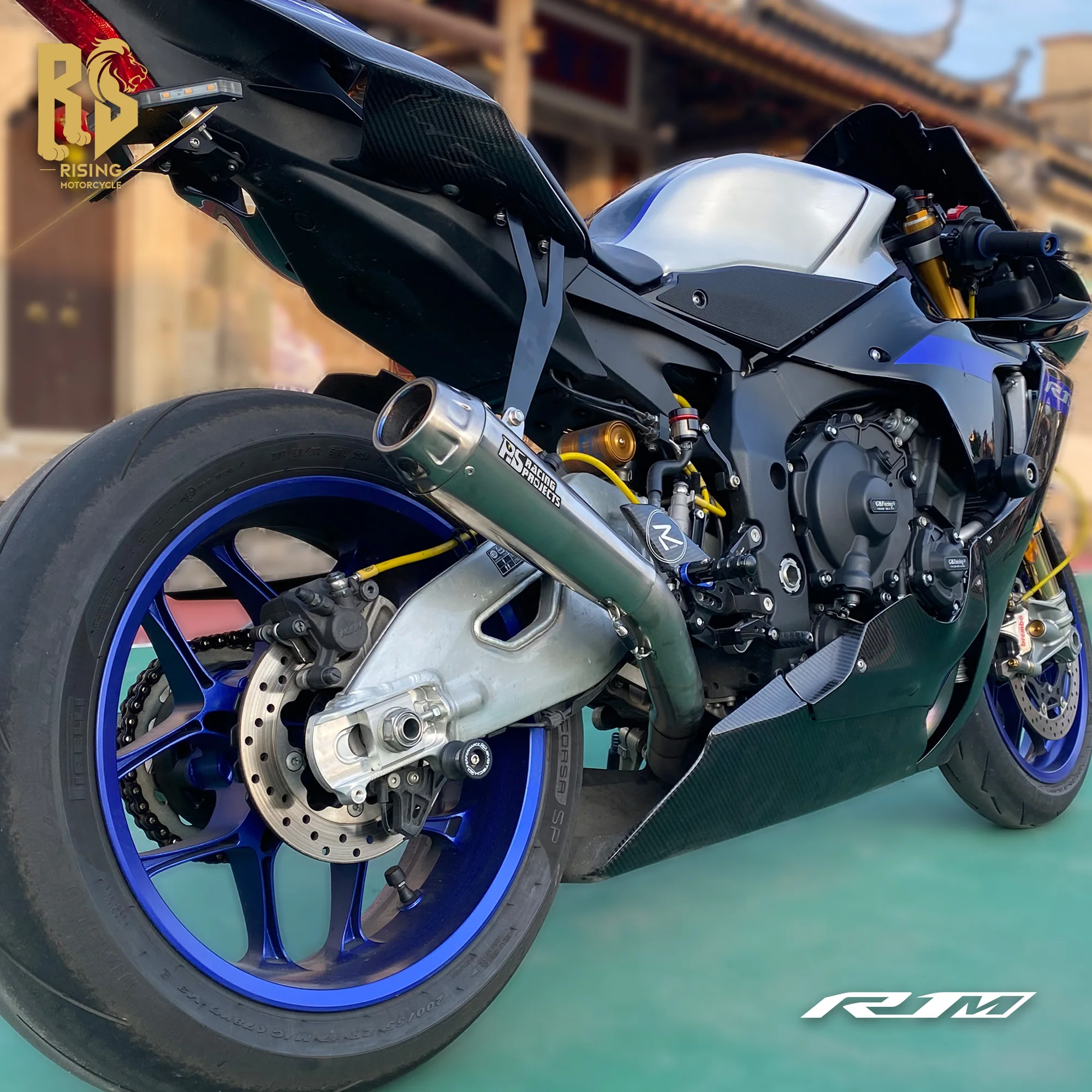 

RS For Yamaha YZF R1 R1M 2015-2025 YZF R1S 60mm Titanium Alloy Full Motorcycle Exhaust System With Mid Link Pipe Moto Escape