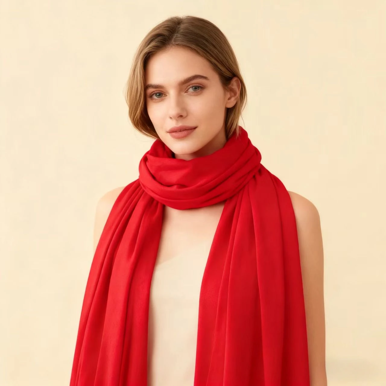 New mercerized cotton long scarf plain solid color scarf personalized trendy shawl women's neck scarf head covering headband