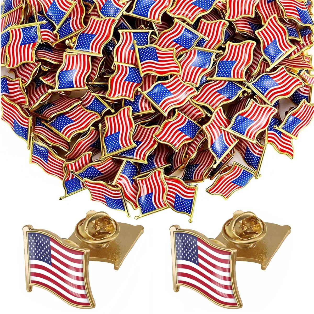 America Patriots USA National Flag Lapel Pins Crystal Epoxy Metal Enamel Badge Men and Women Suit Bag Decor Brooches Souvenirs