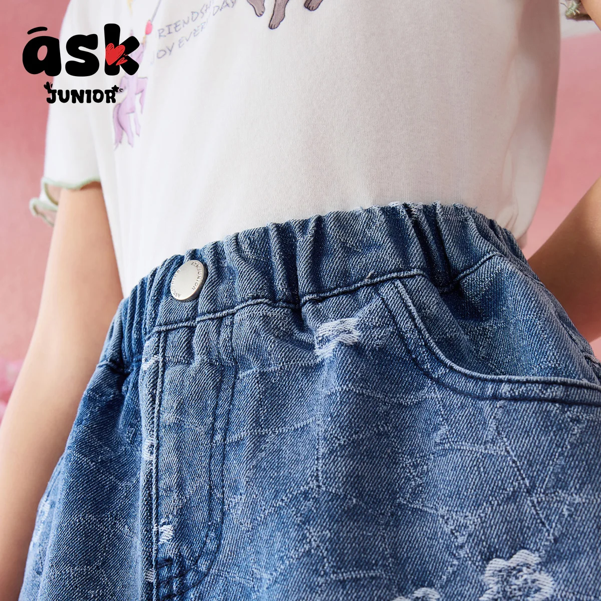 Pergunte a saia infantil júnior verão meninas saia jeans com estampa de flores