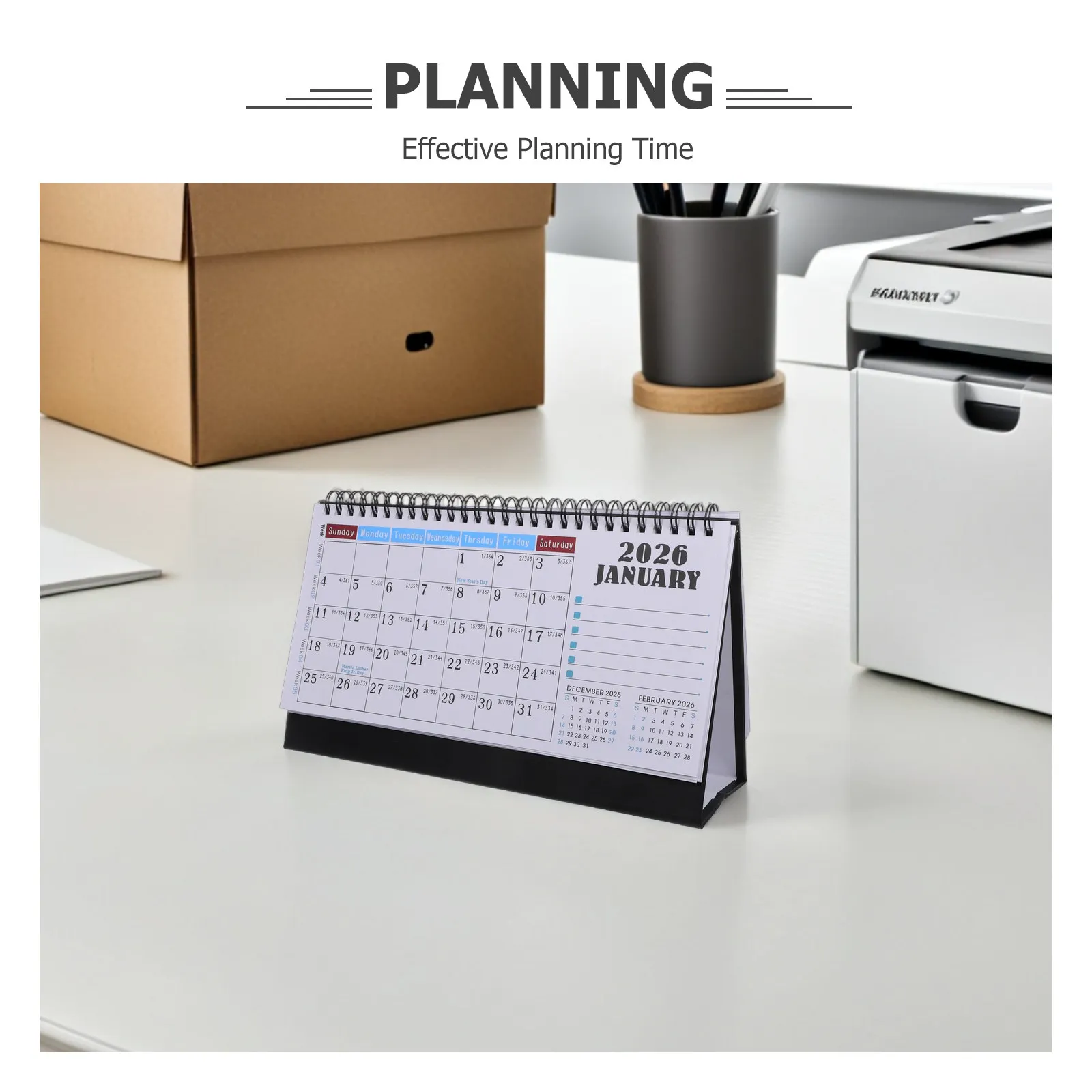 2Pcs 2026 Mini Desk Calendar Compact Flip Style Elegant Stand Up Tabletop Calendar Thick Paper Office Desktop Decor Academic