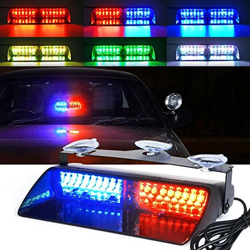 

16LED Front windshield warning light Car Light Police Strobe Light Flashing Emergency Signal lamp Suction cup lamp Cigar lighter