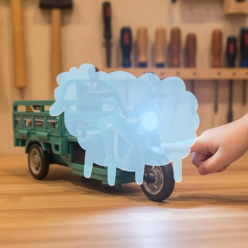 Light Sound Pull Back Moto Toy 1Pcs Tricycle Three Wheeler Car Toy for Boys Girls Casual Daily Play