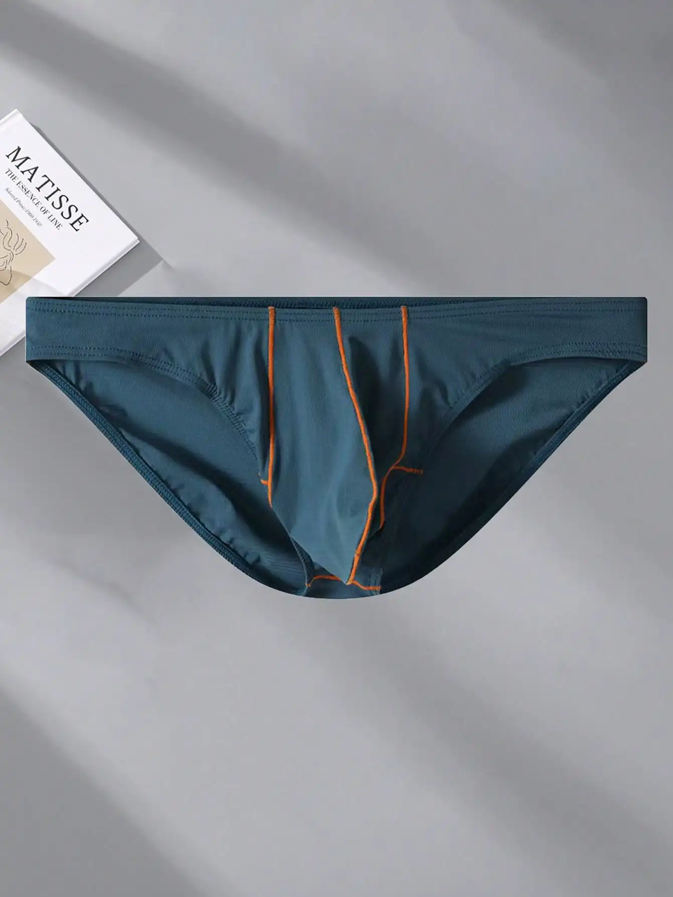 Casual sports basic knitted fabric soft and lightweight solid color mid waist men's underwear panties Breathable mesh contrastin