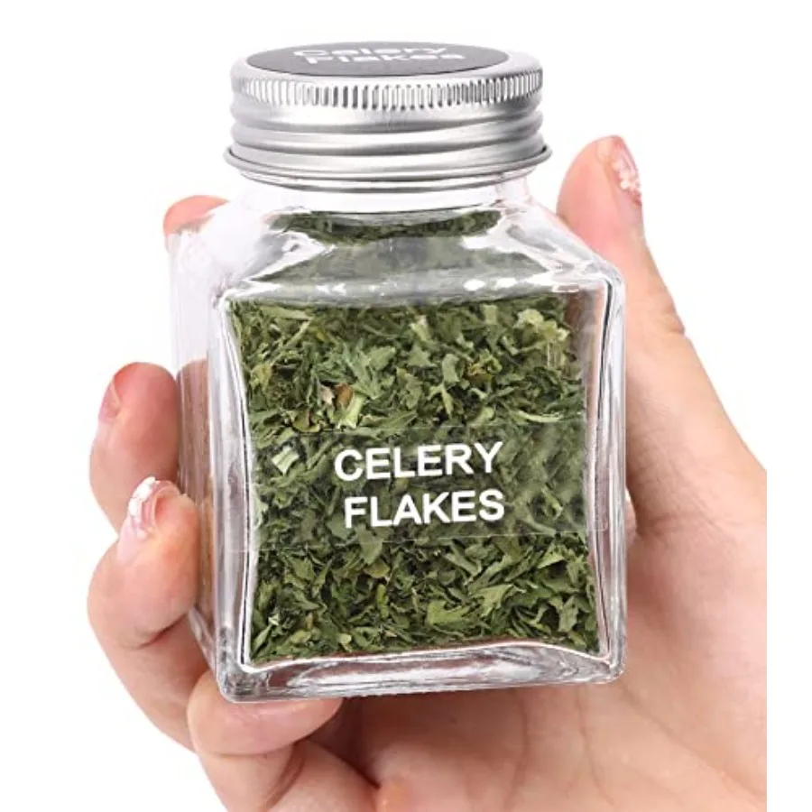 

49-Pack Cube Glass Spice Jars with 372 Labels 49 Shakers Lids 4.5 oz Empty Square Spice Bottle Reusable Clear Kitchen Spice Sto
