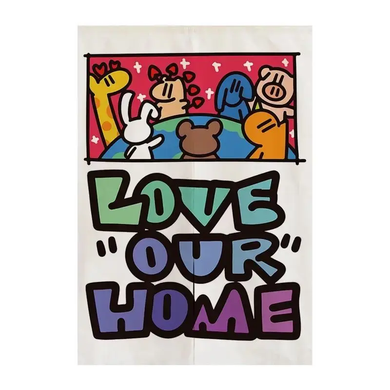 Children's Fun Hand Drawn Illustrations, Air Door Curtains, Shopping Bags, No Punching, Room Covers, Decorative Curtains