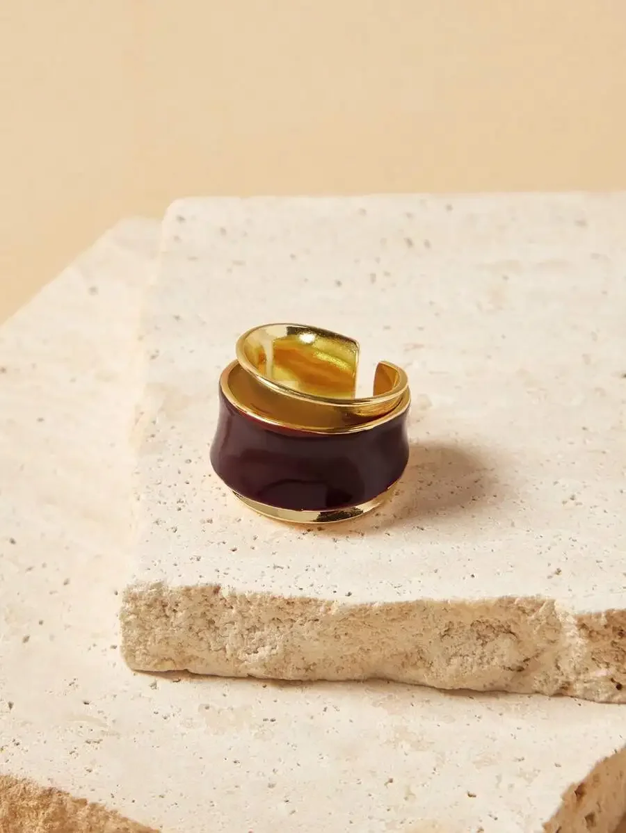 Vintage Chocolate Color Double Layer Open Ring