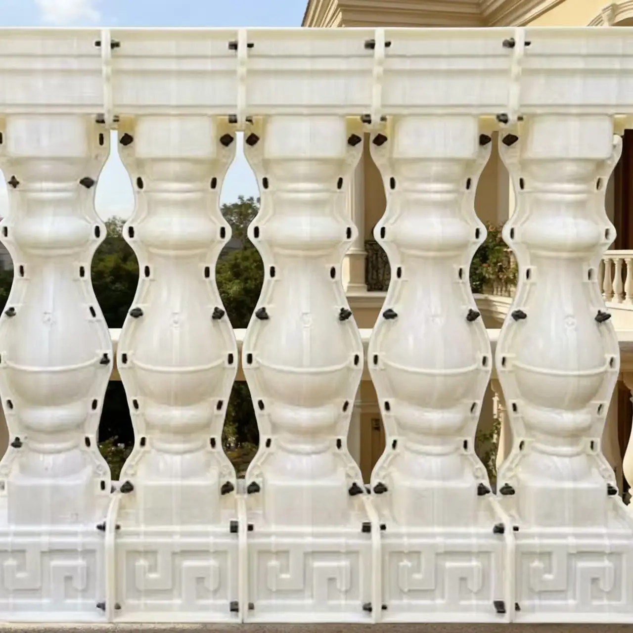 Moldes de barandilla ovalados de 1,0 m de largo (cinco columnas pequeñas en total), moldes de barandilla de columna romana, valla de villa de estilo europeo, modelo de cemento moldeado en el mercado, barandilla de balcón DIY, reutilizable, fácil de operar