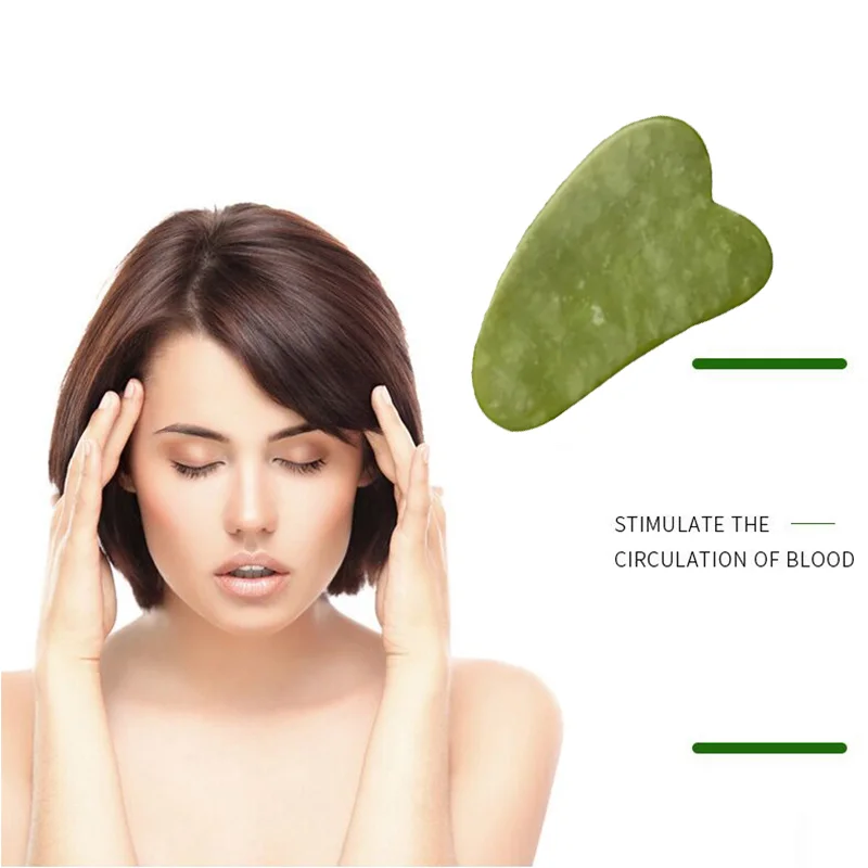 Natural Xiuyu Jade V-Shaped Gua Sha Board Jade Massager Stimulate The Circulation Of Blood Acupuncture Spa Face Skin Care Tool