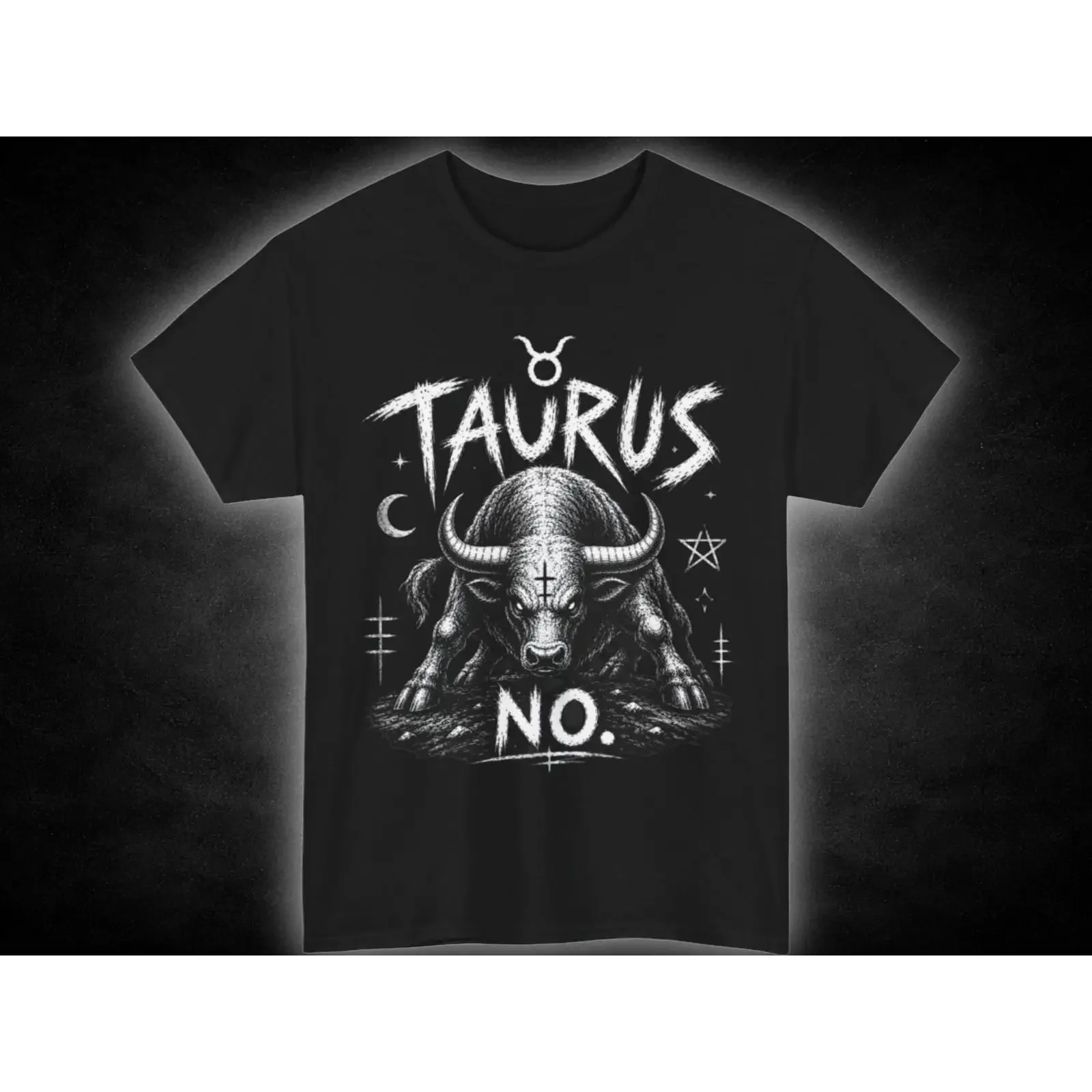 Taurus Bull Illustration T Shirt Zodiac No  vintage Washed Breathable Versatile Top For Everyday Wear Stretched Stylish
