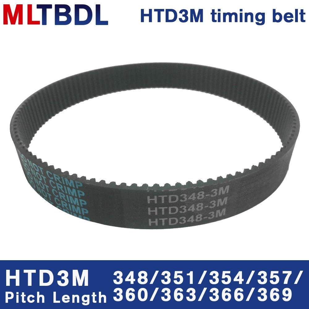 HTD 3M Timing Belt 348/351/354/357/360/363/366/369mm 6/9/10/15mm Width  RubbeToothed Belt Closed Loop Synchronous Belt pitch 3mm