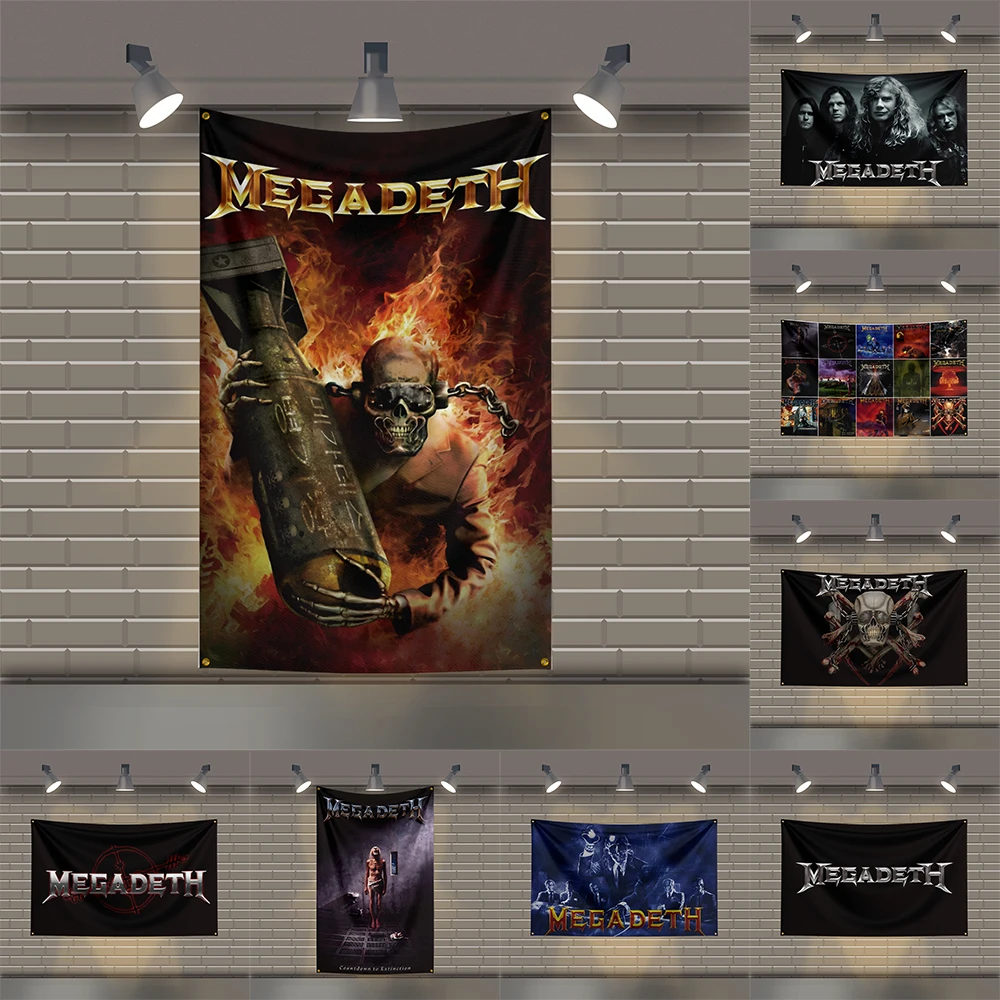 

3x5 Ft M-Megadeths Heavy Metal Band Flag Rock Music Wall Banner for Bedroom Studio Bar Concert Outdoor Decor
