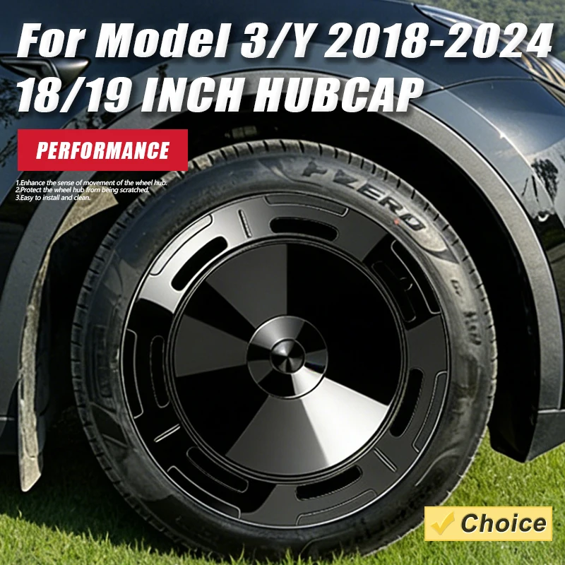 4 Stück Radkappen für Tesla Model 3/Y 18/19 Zoll Performance-Radabdeckung Vollfelgen-Ersatz Radkappe Auto-Zubehör 2018-2024