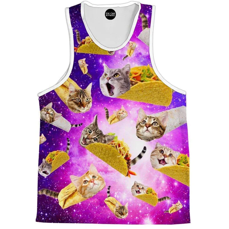 Cat Rolls 3d Printed Men Women Tank Tops Funny Pizza Graphs Tees Y2k Dollars Flag Floral Shirt Girl Hawaii Beach Tank Vest Tops