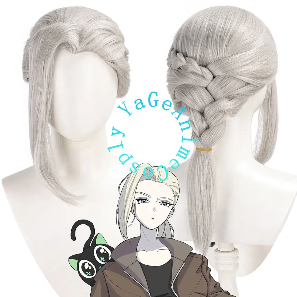 Hei Kano Cosplay Wig Silver White Long Hair Style from Character for Fantasy Convention and Photo Studio