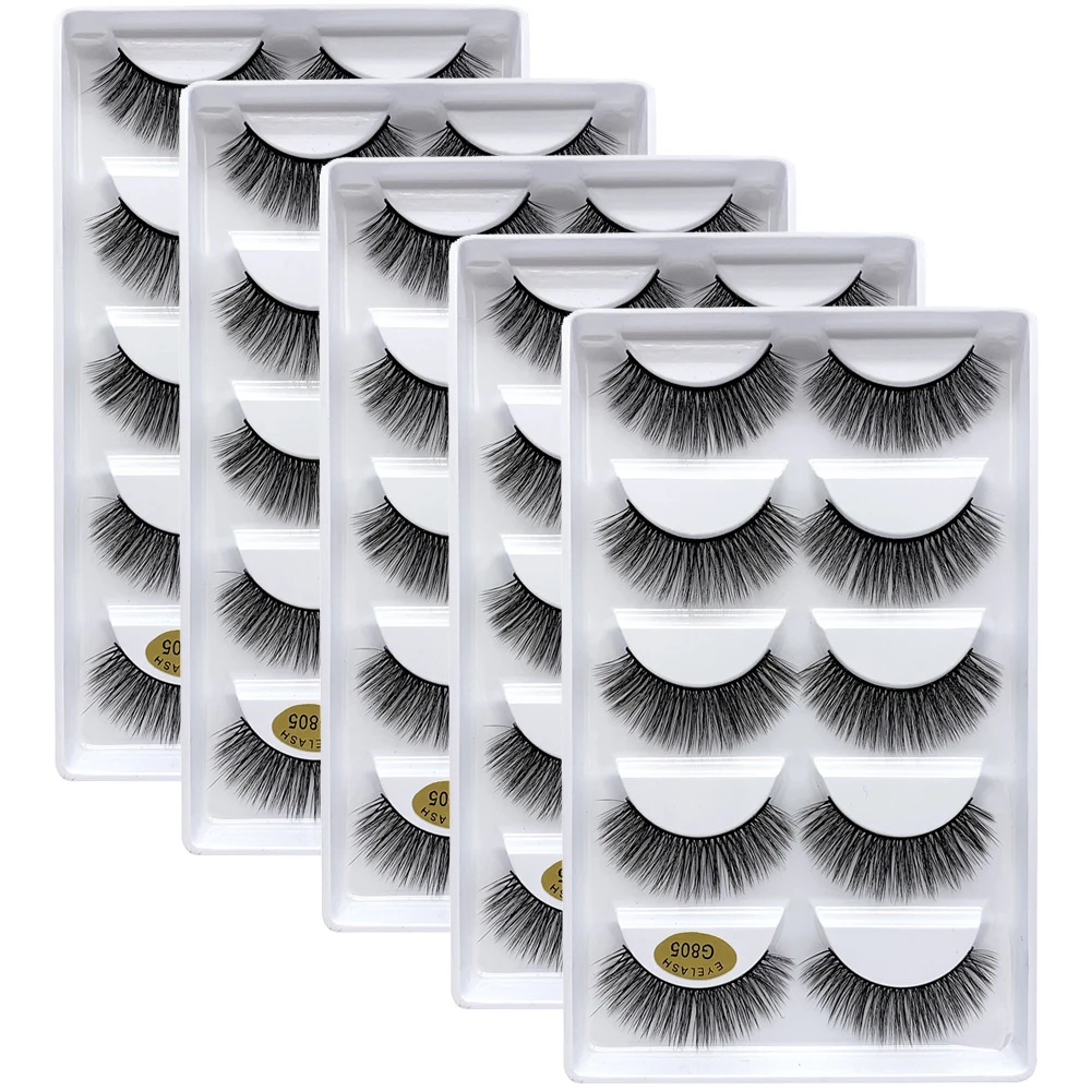 25 pairs 3D Mink Eyelashes wholesale Handmade Natural False Eyelashes Wispy Fluffy Long mink Lashes Makeup Eyelashes cilios g801