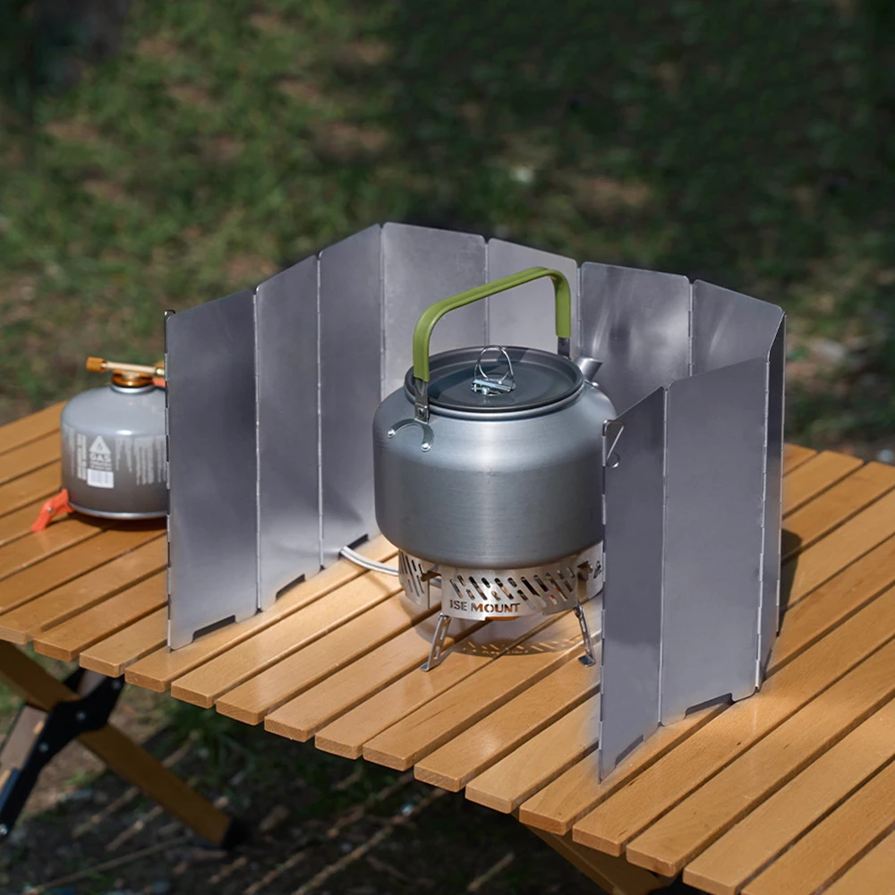 8/10 Plates Foldable Gas Stove Windshield Outdoor Camping Cooking Burner Windproof Screen Aluminium Alloy Stove Wind Shield Tool