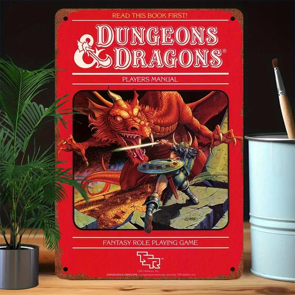 Letrero de Pared de Hierro con Diseño de Juego de Rol de Fantasía Vintage, Decoración para Bar, Garaje, Hogar, Cafetería, Restaurante, Preperforado