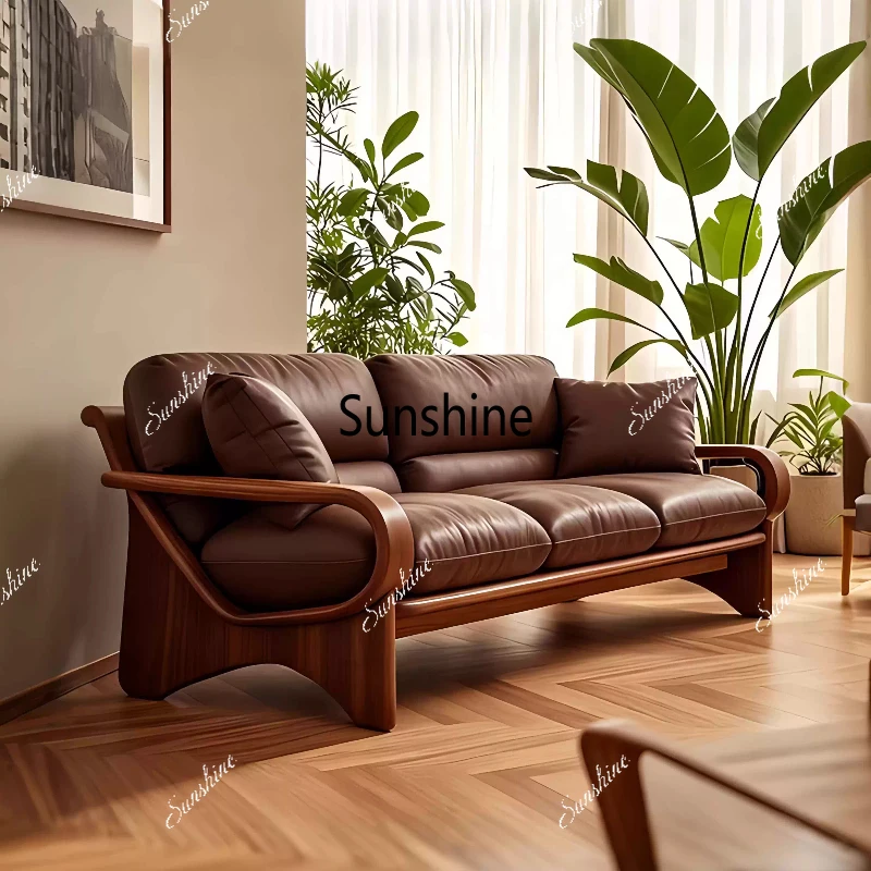 

New Chinese style, solid wood sofa living room, classic simple light luxury simple living room furniture