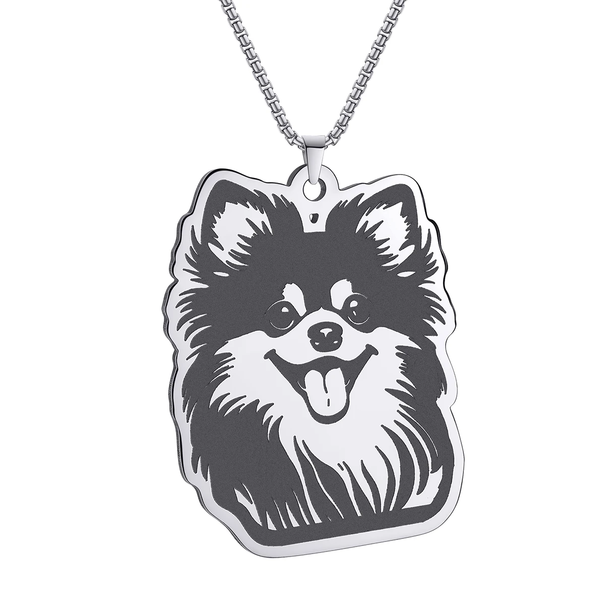 Kinitial Cartoon Pomeranian Dog Necklace For Women Men Lovely Animal Pet Lover Jewelry Pendant Necklace