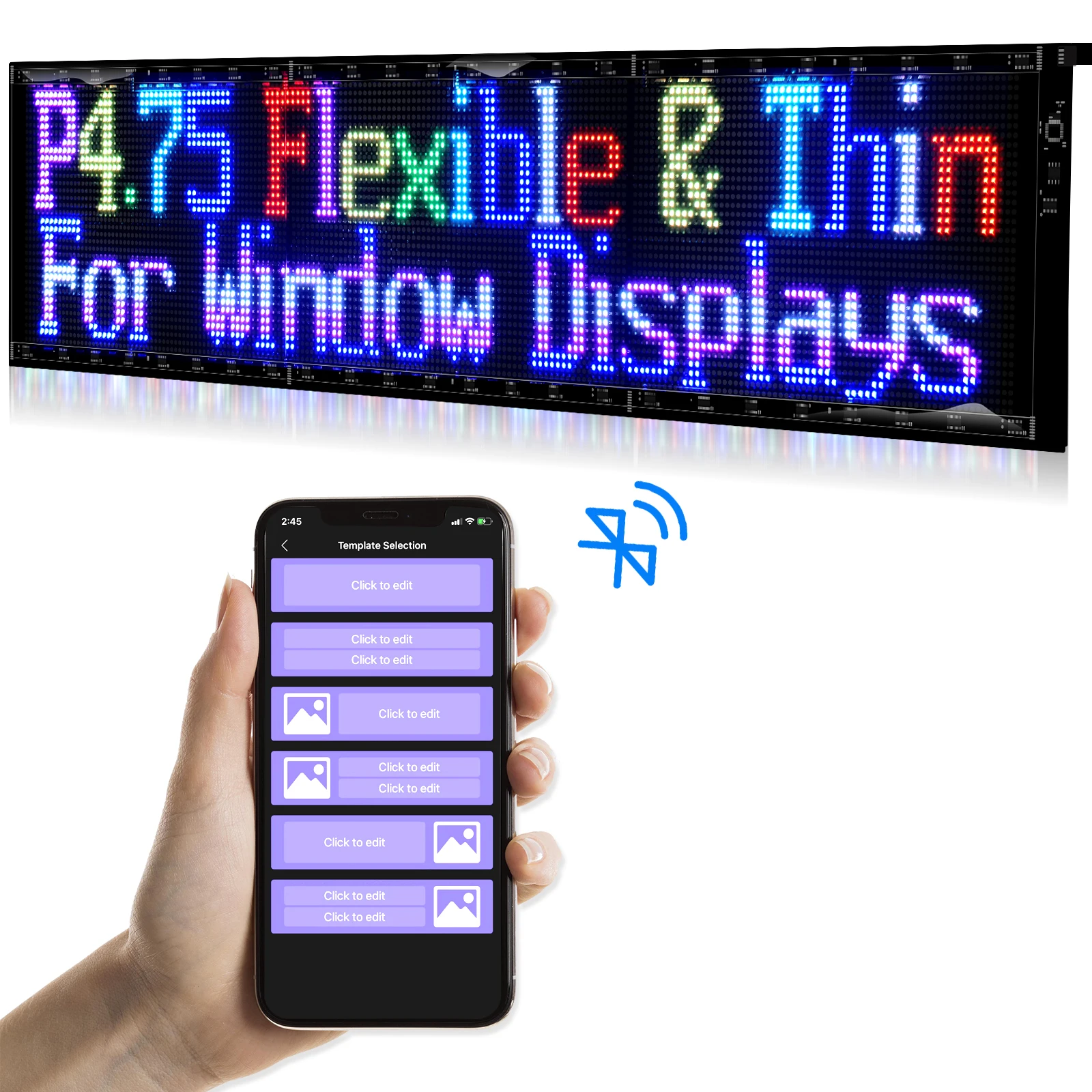 gotus led flexible rolling advertising sign controlado por bluetooth app suporta dual single row text pattern programming 01