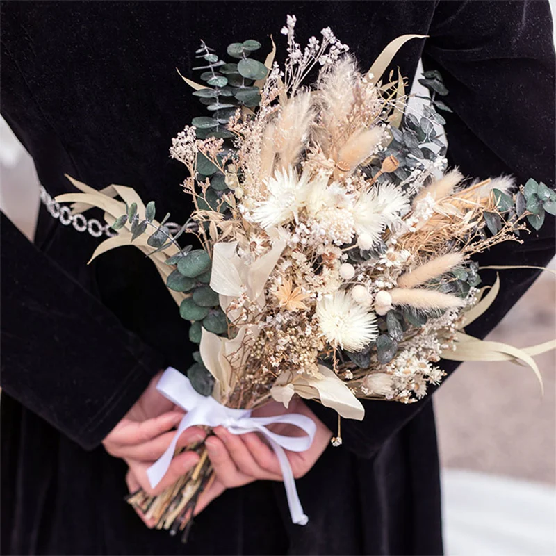 

Dried Flowers Bouquets for Bride, Fleur Mariag, Wedding Bridesmaid Bouquet, Eucalyptus Vase Arrangement, Bohe Home Decor