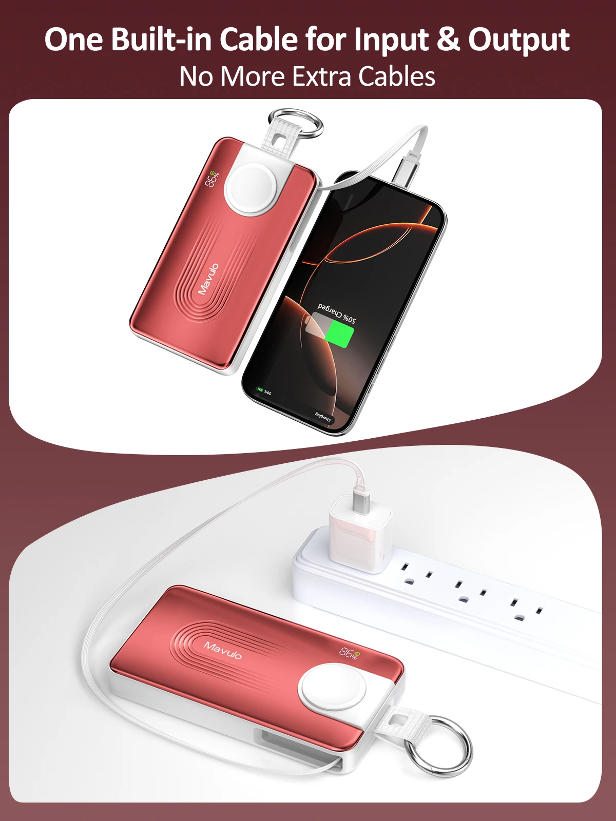 شاحن محمول 10000 مللي أمبير في الساعة لسلسلة ساعات Apple وiPhone 17 16 15، حزمة بطارية Samsung S25 S24 مدمجة في كابل مع شاشة LED #4