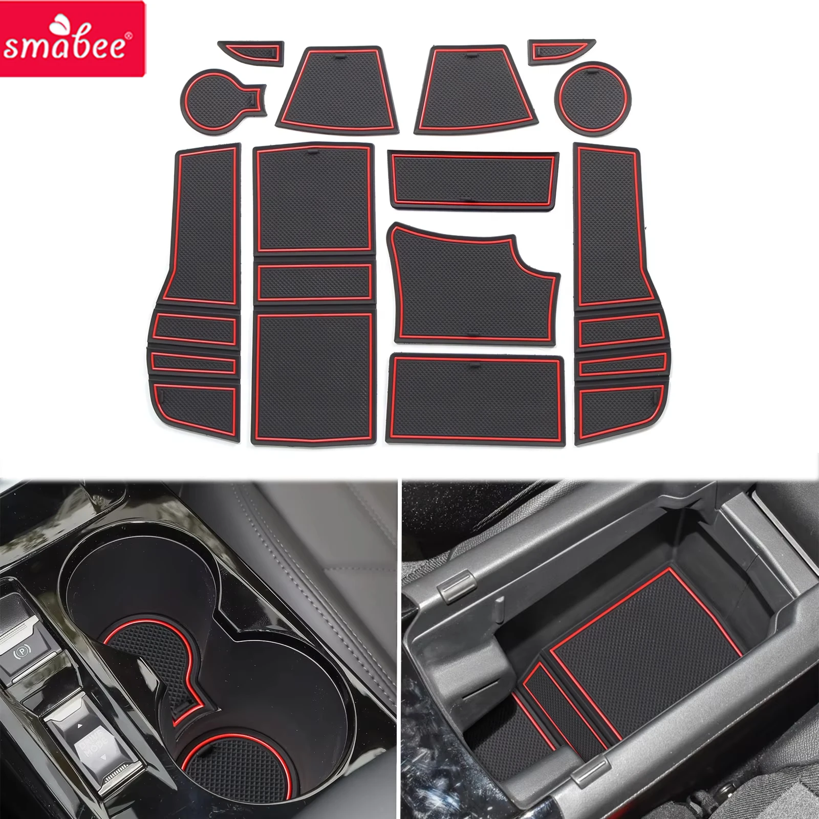 Smabee for Peugeot 2008 E-2008 GT Line 2020-2023 Pre‑facelift Anti-Slip Gate Slot Cup Holder Mat Non-Slip Pad Accessories