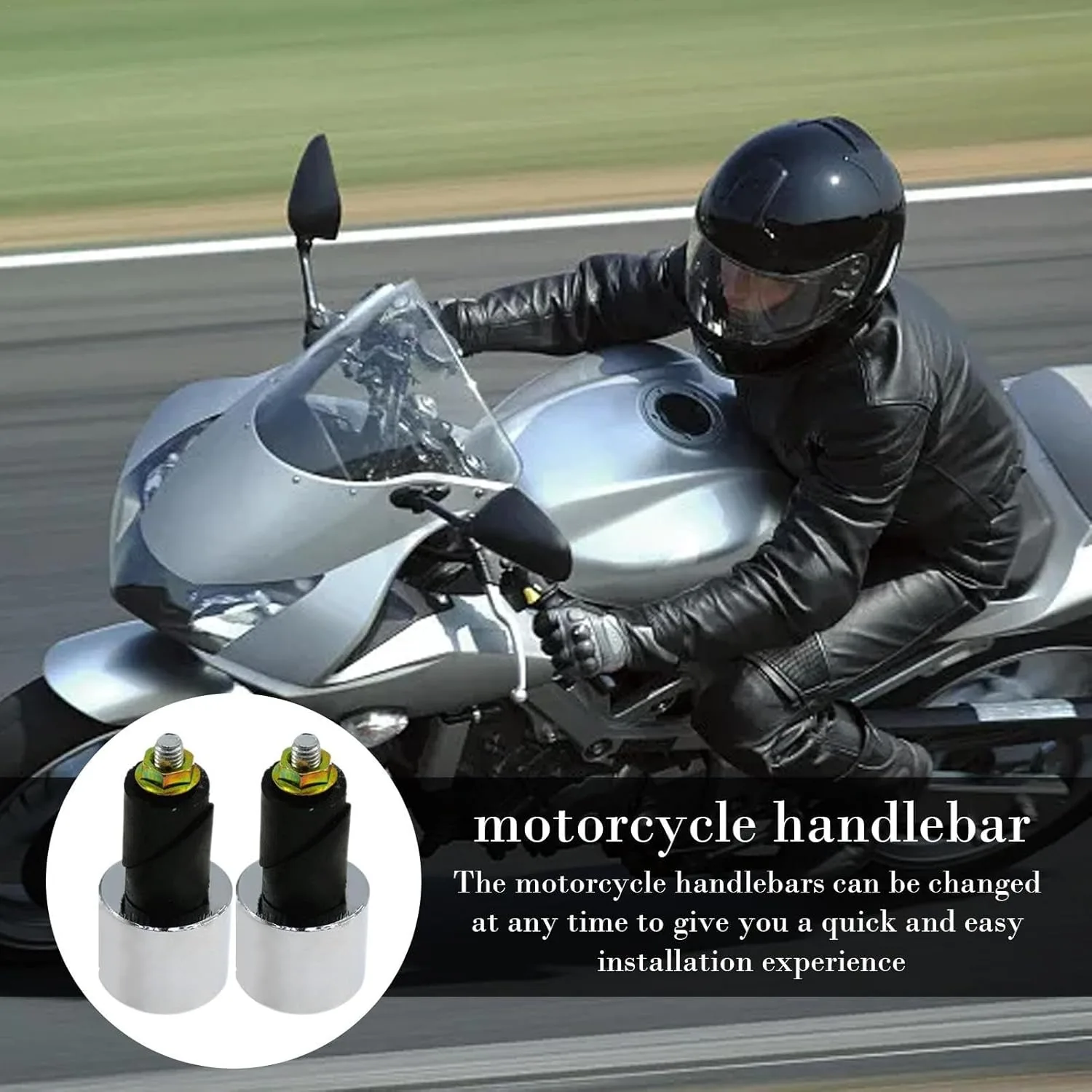1 Pair Solid Iron Motorcycle Bar Ends, Weighted Handlebar Plugs for Scooter, ATV, Dirt Bike Handlebar Weight Sliders