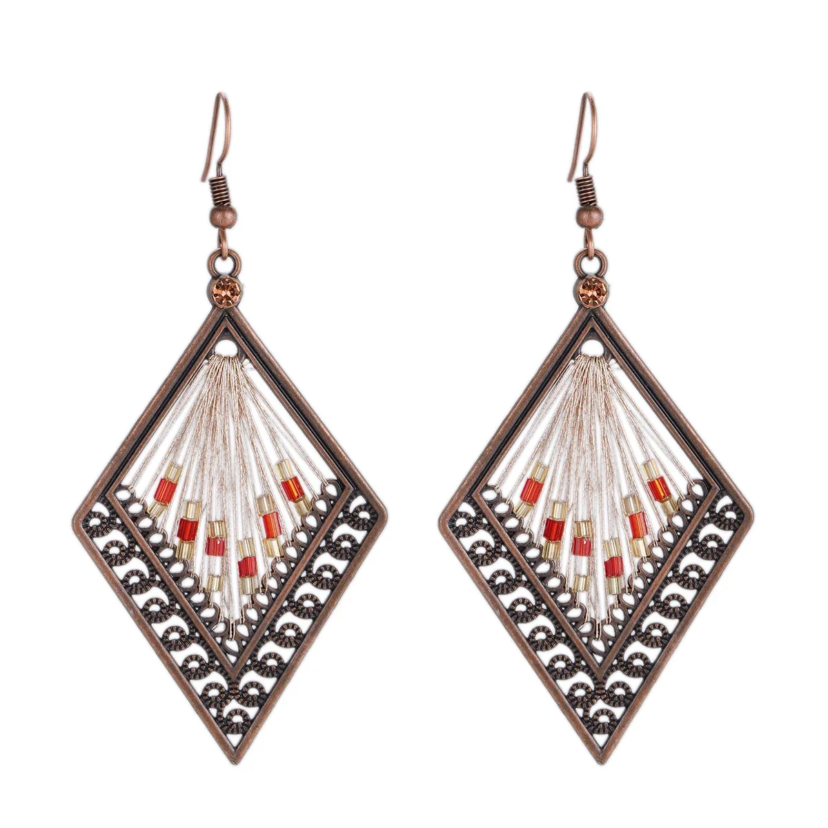 Boho Multi-Style Handmade Thread Wrapped Earring for Women Fashion Rope Wrap Round Triangle Dangle Earrings Female Jewelry Gift image 3