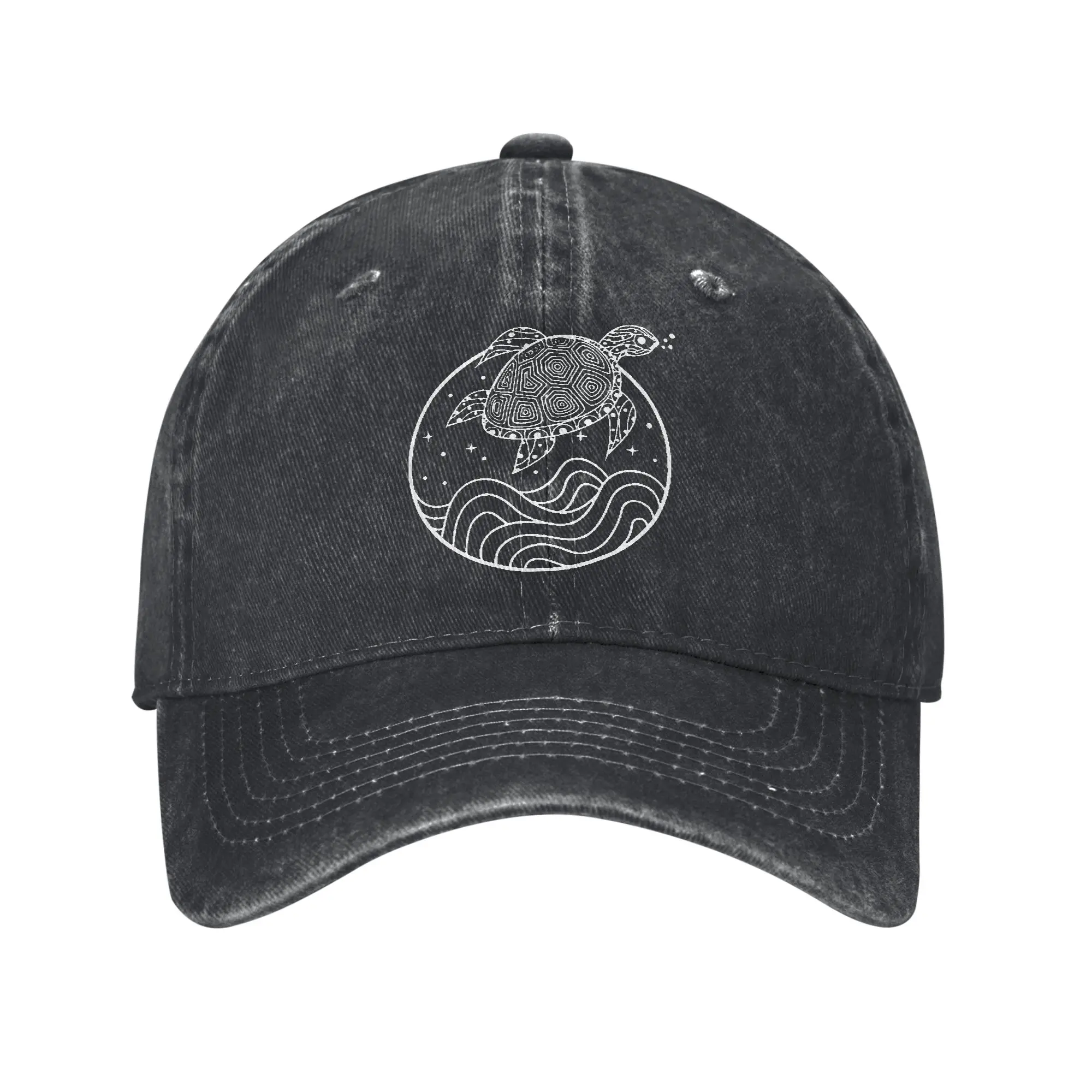 Ocean Life Aesthetic Sea Turtle Waves Men Women Baseball Caps Beach Distressed Washed Hat Vintage Outdoor Adjustable Headwear