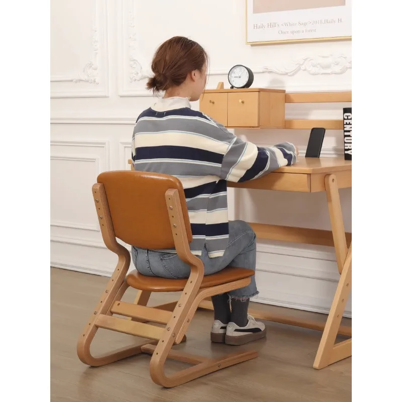 

Ergonomic chair solid wood computer chair home comfortable sedentary office study chair with adjustable height