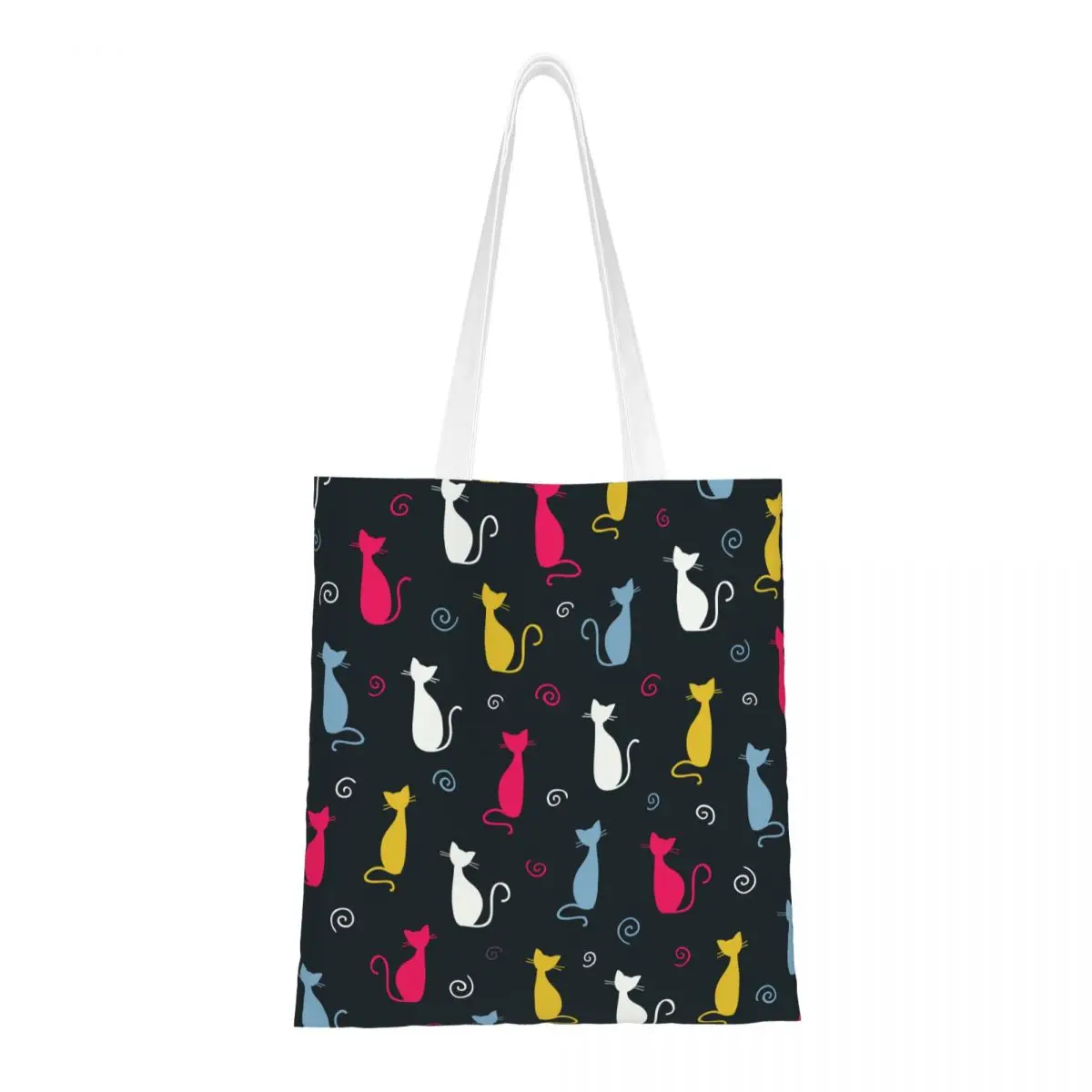 

Холщовая большая сумка с милым котом и животным, многоразовые модные сумки уникального дизайна для унисекс