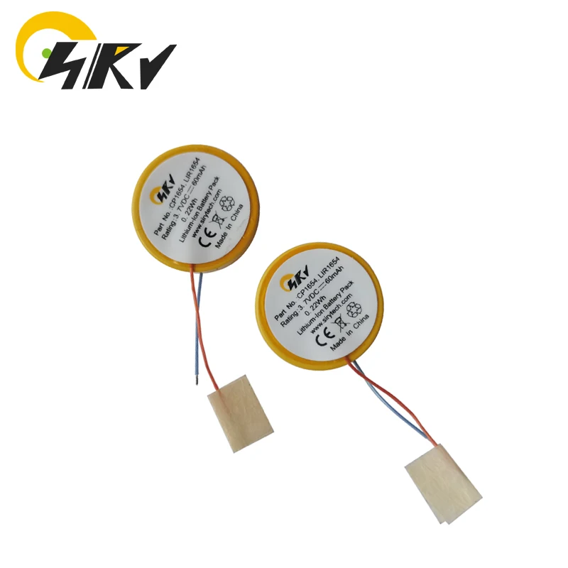 LIR1654 3.7V 60mAh Button Battery For TWS Earphone For Wireless Bluetooth Headset CP1654 Lithium-ion Battery