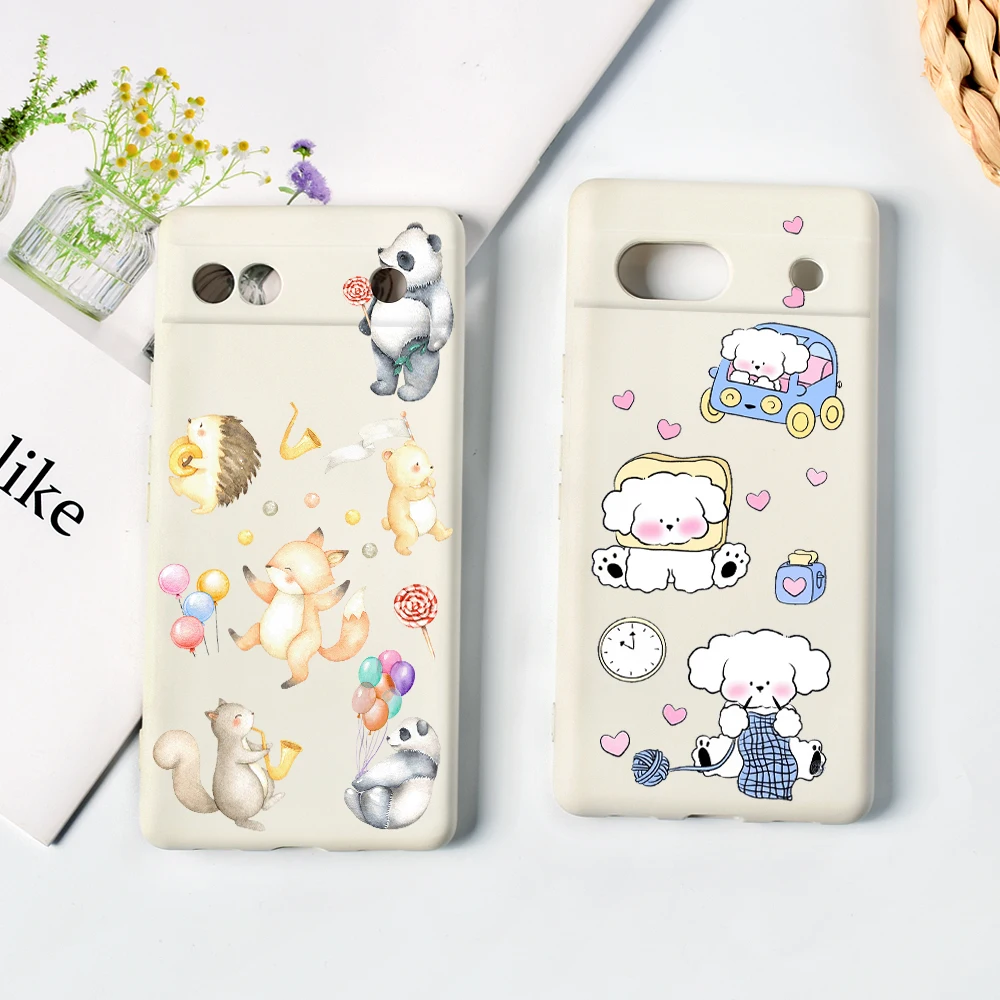 

Cartoon Cute Fox Phone Case for Google Pixel 7a 7Pro 7 6a 6 6Pro Luxury Soft Liquid Silicone Bumper Fundas Animal Dog Capas