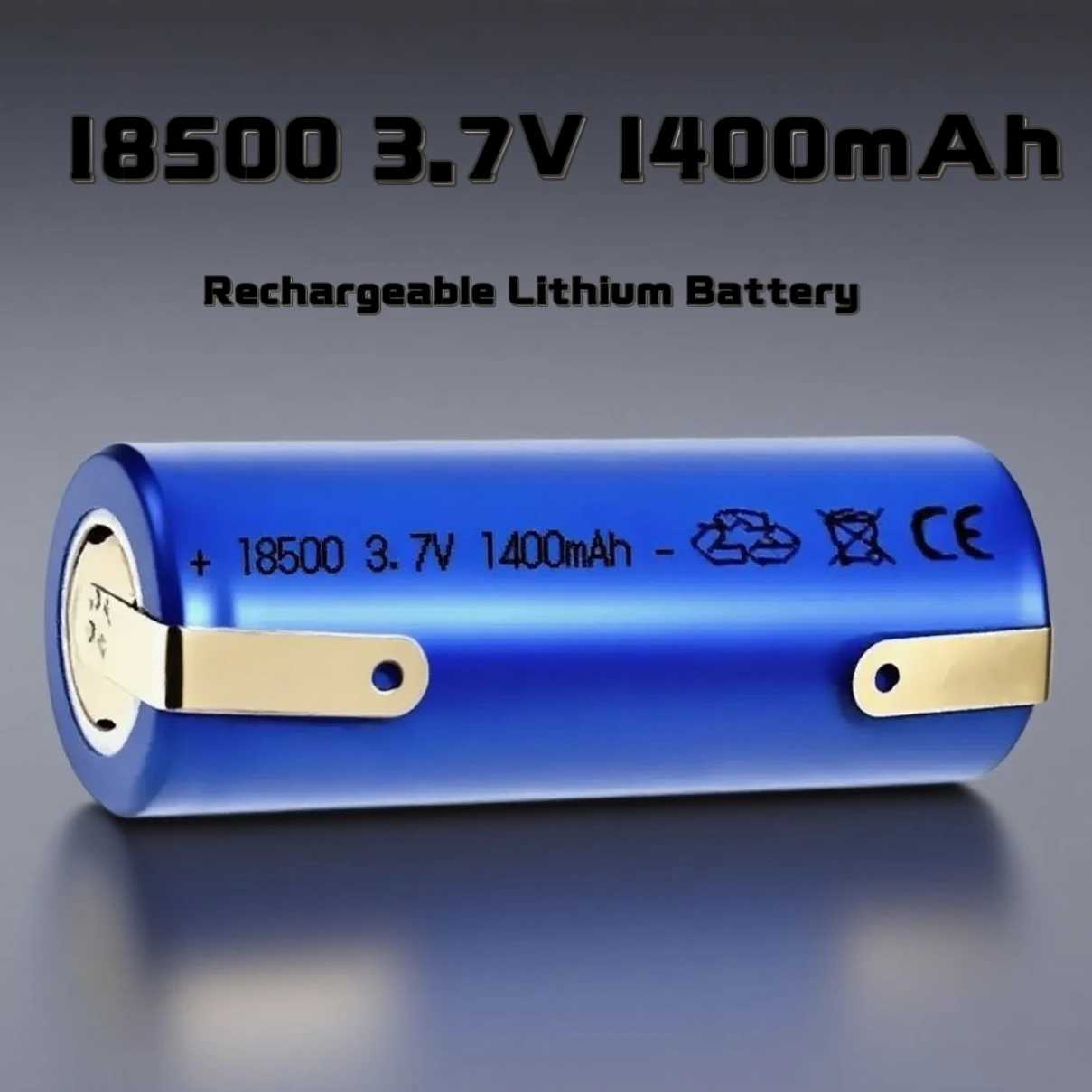 2PCS 18500 Rechargeable Lithium Battery 3.7V 1400mAh with Solder Tabs for Flashlight Car Electronics Juicer Remote Control Car