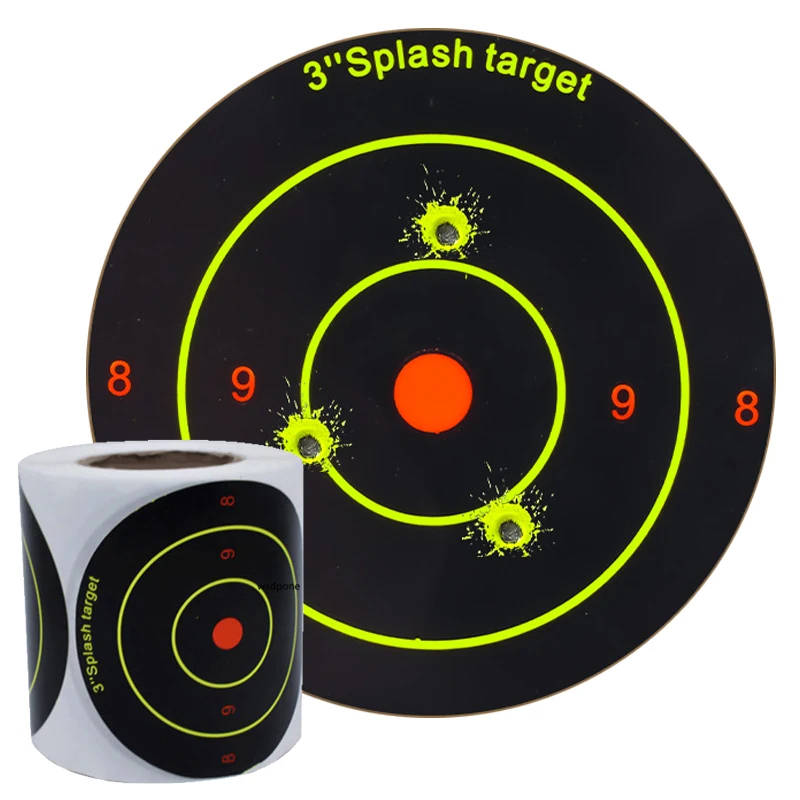 

100 Sheet Sticker Targets Splatter Splash Amp Reactive Per Roll 7.50cm Self-Adhesive Colors Impact Shooting (Bullet Eye)