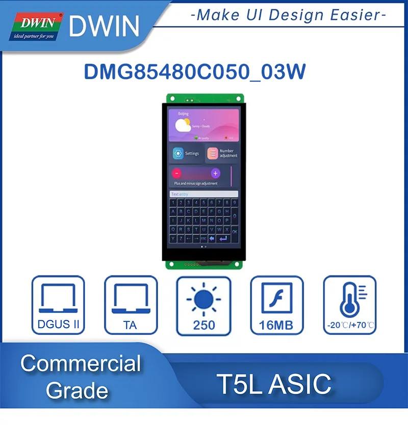 Dwin 5 inç 854x480 HMI ekran akıllı tft LCD UART modülü hmi ekran DMG85480C050_03W